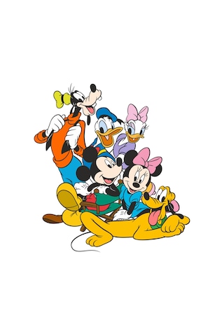 Maki Home Kız Çocuk Disney Arkadaslar Baskılı Beyaz Gri Siyah Tshirt 5 6 7 8 9 10 11 12 13 14 Yaş Disney Gri