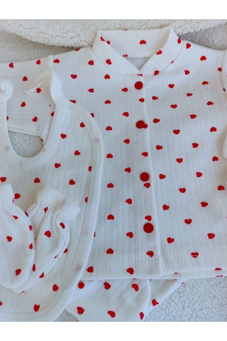 Kız Bebek Yeni Doğan Kalpli Hastane Çıkışı Zıbın Seti