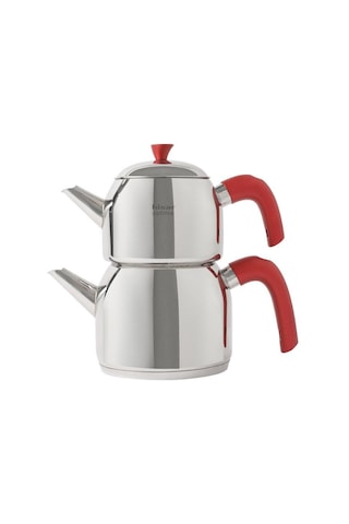 Hisar Optima Mars İndüksiyon Tabanlı Midi Çelik Çaydanlık Kırmızı Inox