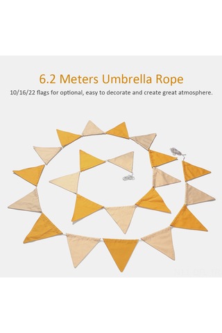 Dofolink 10'lu Poliester Pamuk Kamp Bayrağı - Sarı & Kaki Renkli, 6.2m Teli, 18x16.5cm Büyüklük Çok Renkli