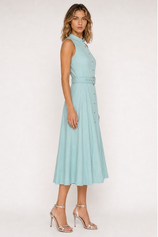 Glenda Mint Breeze Kemerli Midi Elbise