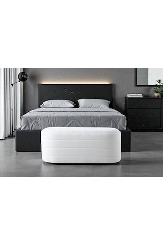 Bench Puf - Yatak Ucu Bench - Cnc Çizgili Modern Bench Modelleri -oturma Bankı -küçük Koltuk Beyaz