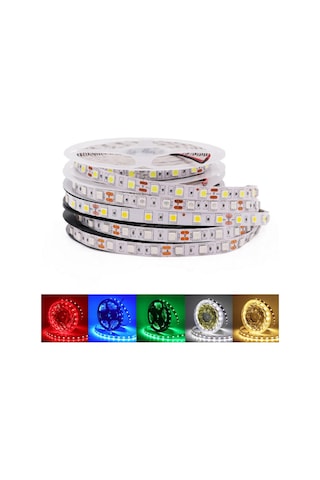 12 Volt 5050 Dış Mekan Şerit Led 3 Çipli Beyaz Metrede 60 Led Ip65 5 Metre