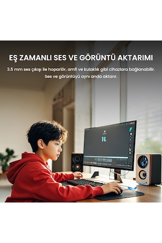 Veggieg Vga To Hdmı Full Hd 1080p 60hz Aux Ses Destekli Usb Beslemeli Çevirici Dönüştürücü Adaptör