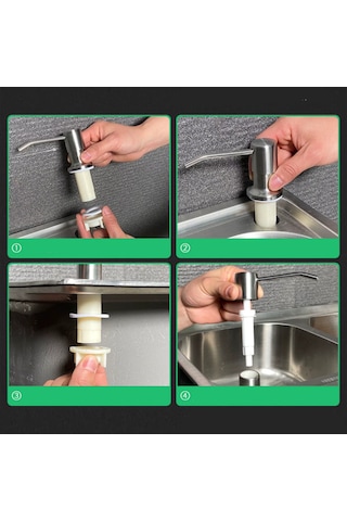Güncelçarşı Paslanmaz Çelik Sıvı Sabunluk Pompası Lavabo Tezgah Altı Mutfak Lavaboları Banyo Tezgahlar Fırçalanmış Nikel