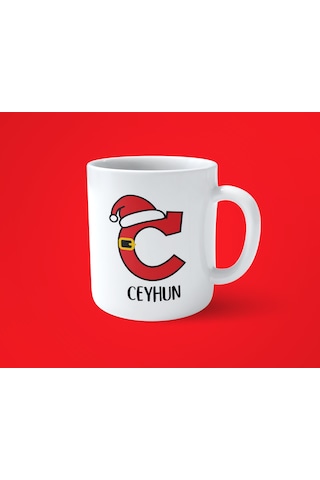 Yeni Yıla Özel C Harfli İsimli Noel Konseptli Fotoğraflı Kupa Bardak 07 Beyaz