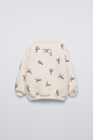 Magu Kız Çocuk Fiyonk Desenli Ekru Sweatshirt Ve Bol Paça Eşofman Takımı Çok Renkli