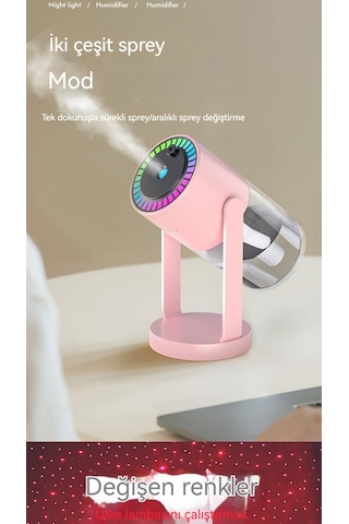 Lyon Yıldızışığısallayan Kafa Nemlendirici Usb Arababa Evçiftçili Yıldız Göküzü Projeksiyon Lambasıpembe