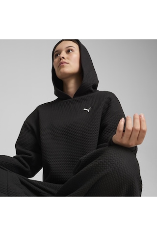 Puma Q4 Studio Textured Kadın Siyah Kapüşonlu Sweatshirt Siyah