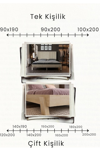 Renazzo Ebruli Dikey Başlıklı Masif Ahşap Karyola Ceviz 140x190 Ceviz - 140 X 190