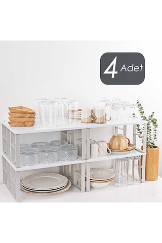 Porsima ORG-01 4lü Raf Düzenleyici - Dolap İçi Düzenleyici Raf Beyaz