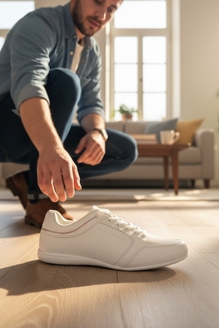 Enoch Erkek Sade Tasarım Dikiş Detaylı Düz Tabanlı Günlük Spor Ayakkabı Sneaker Beyaz