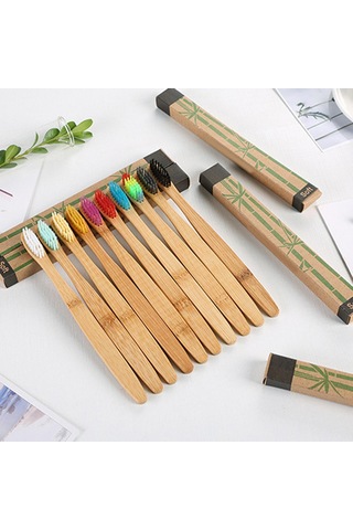 Suntek 10x Ahşap Diş Fırçası Yumuşak Kıllar Temizlik Için