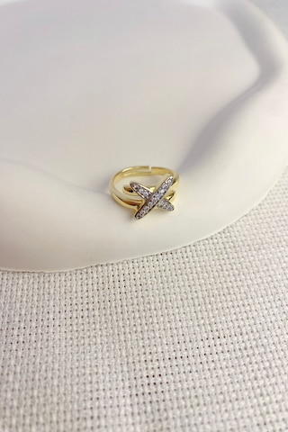 Kadın Yüzük Özel Seri Sarmal Model Zirkon X Yüzük Gold - Gümüş