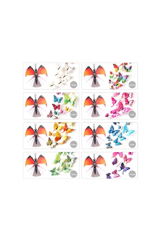 Tenfowee 12 Adet Çift Katlı 3d Pvc Kelebek Duvar Sticker, Mıknatıslı Dekoratif Ev Bahçe Park Dekoru, Renkli Desenler, Kolay Uygulama Sarı