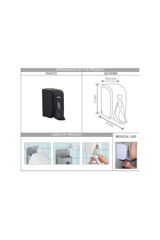 Omnipazar Vialli F5MB Medical Köpük Sabun Dispenseri 500 ml Siyah