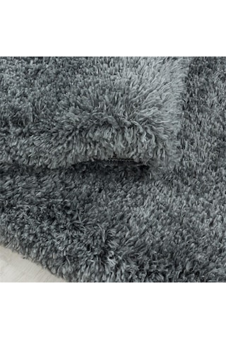 Yuvarlak Halı Yumuşak Süpersoft Yüksek Tüylü 30 Mm Hav Yüksekliğinde Düz Açık Gri Renkli Shaggy Halı