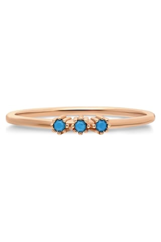 14 Ayar Altın-Tria Minimal Firuze Taşlı Altın Eklem Yüzüğü -Hediy