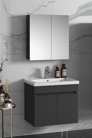 Çiğdem 65 Cm Antrasit Gri Mdf Lavabolu Asma Banyo Dolabı Takımı Antrasit - Gri