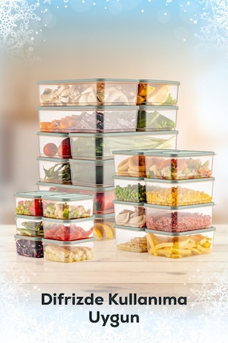 Vienev Buzdolabı Düzenleyici Organizer Mikrodalgaya Uygun Difriz Saklama Kabı Mint 24' Lü Mint