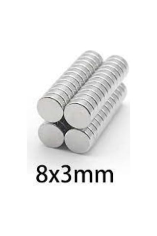 Dünya Magnet 25 Adet 8mm X 3mm Yuvarlak Güçlü Neodyum Mıknatıs Magnet
