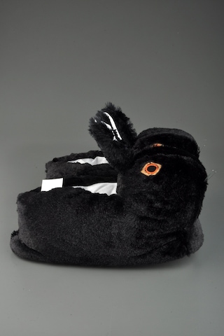 Sevimli Tavşan Figürlü Peluş Panduf Siyah