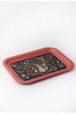 Fairytale Desenli Metal Klasik Tepsi, 23,3 X 30,7 Cm