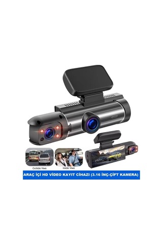 3 Kameralı Araç İçi Kamera Sd Kart Destekli Kamera V9