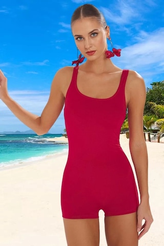 Frm Modern Mayo Özel Tasarım Su Sporları İçin Swimsuit Şık Detaylı Es Koyu Vişne