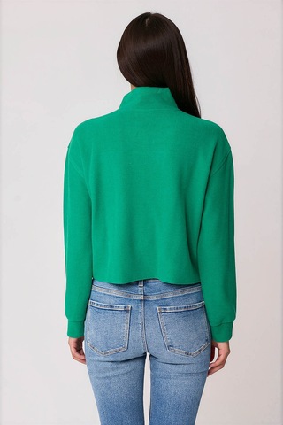 Vitrin Dik Yaka Fermuarlı Örme Sweatshirt Yeşil