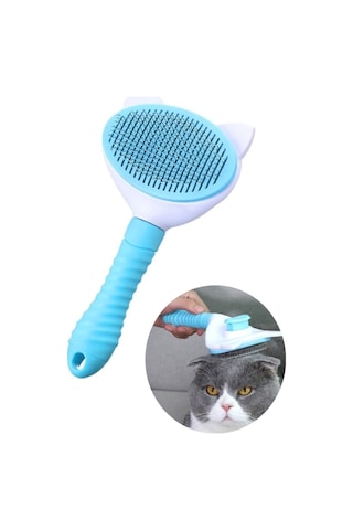 Tilbe Home Basmalı Kedi Fırça ve Tarağı Beyaz - Mavi