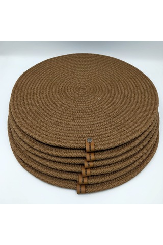 6 Kişilik Amerikan Servis, Hasır Supla Takımı 35 35 Lacivert - Gri - Ekru