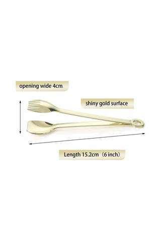 Mini Meze Maşası Altın Kaplama Paslanmaz Çelik 6 İnç 5'li Set B