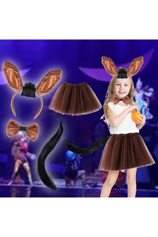 Suntek Çocuk Için Hayvan Kafa Bandı Ve Kuyruk Seti Stil-a