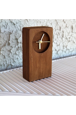 El Yapımı Ceviz Ağacı Ahşap Dekoratif Masa Saati