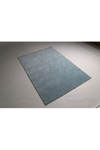 Çam Halı Emboss Jr10 Turkuaz Modern Desen Yeni Zellanda Yünü Ve Viskon El Dokuması Halı - 160x230 Turkuaz