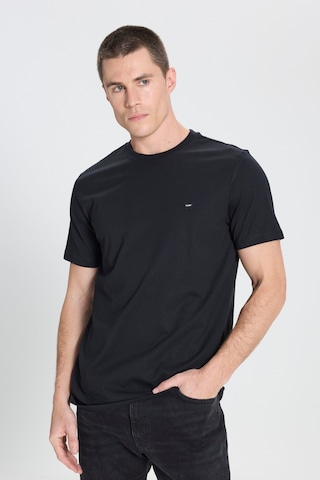 Regular Fit Normal Kesim Bisiklet Yaka %100 Pamuk Siyah Tişört W7NM203877001 Siyah