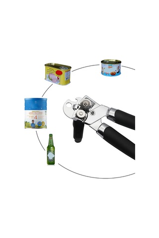 Monyee 3-ün-1 Paslanmaz Çelik Konserve Açıcı: Şişe Açıcı, Ergonomik Kolu Ve Anti Kayma Kelebeği - Siyah-gümüş Diğer