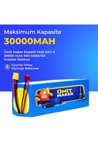 Musatti Smd Eec-6 30000 Mah 60v Elektrikli Scooter Batarya Mavi