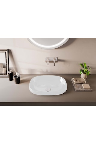 VitrA Frame Tezgah Üstü Oval Lavabo 56 CM Beyaz 5652B403-0016