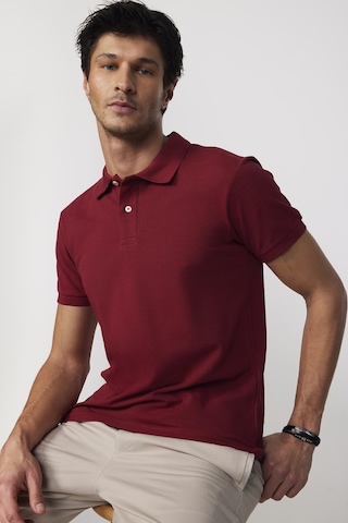 Tudors Erkek Slim Fit Dar Kesim Pamuklu Yumuşak Dokulu Serin Tutan Kumaş Düz Pike Bordo Polo Yaka Tişört-30770-Bordo