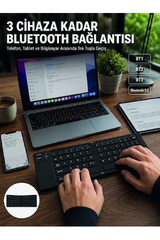 Katlanır Bluetooth Klavye Telefon Tablet Laptop Uyumlu Kablosuz Klavye Diğer