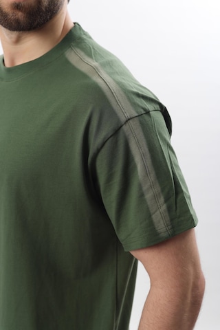 Madmext Haki Bisiklet Yaka Baskılı Erkek T-shirt E7110 Haki