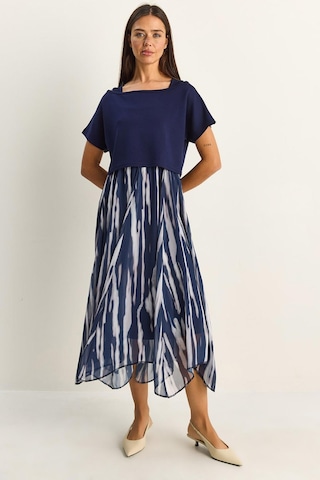 Shade Kadın Crop Tişört Detaylı Astarlı Askılı Şifon Midi Elbise 6135 60286113 - Lacivert