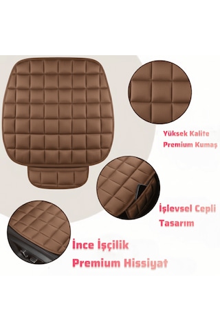 Premium Cepli Ortopedik Oto Koltuk Minderi 1 Adet Taba