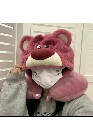 Honeybeeshop 1 Adet Disney Stitch Seyahat Yastığı Pembe U Şekilli Boyun Desteği Büyük Gözler Yumuşak Hafif Kumaş Uçak Uykuları İçin Karikatür Tasarım