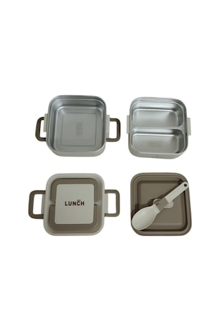 Aryıldız Bento Kare 2 Katlı Lunch Box Yemek Termosu Bej 1400 Ml Bej