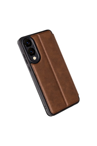 Uray Store Samsung Galaxy Uyumlu S25 Edge Flip Cover - Taba