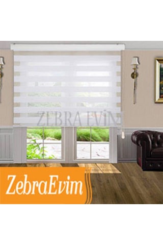 Zebraevim Bambu Beyaz-Ekru Zebra Perde Yeni Sezon