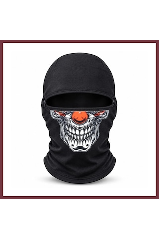 Storeşahin Unisex Şık Palyaço Desenli Balaklava Kışlık Tam Yüz Maske Termal Nefes Alan Esnek Kask Altı Boyunluk Shn0720 Siyah